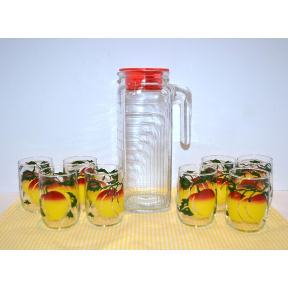 Vintage Its A Beautiful Morning Juice Glasses & Pitcher - Picture 1 of 6